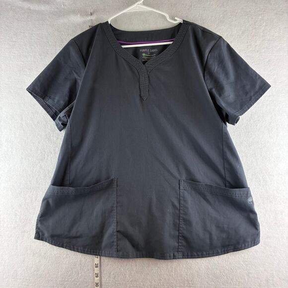 Healing Hands Purple Label Scrub Top Nurse Medical Work Uniform Grey Pockets 2X - Picture 1 of 7